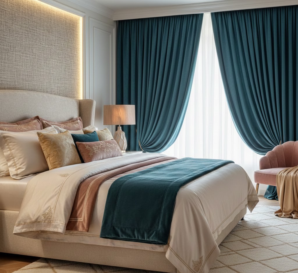 Decorative fabric used in bedroom design